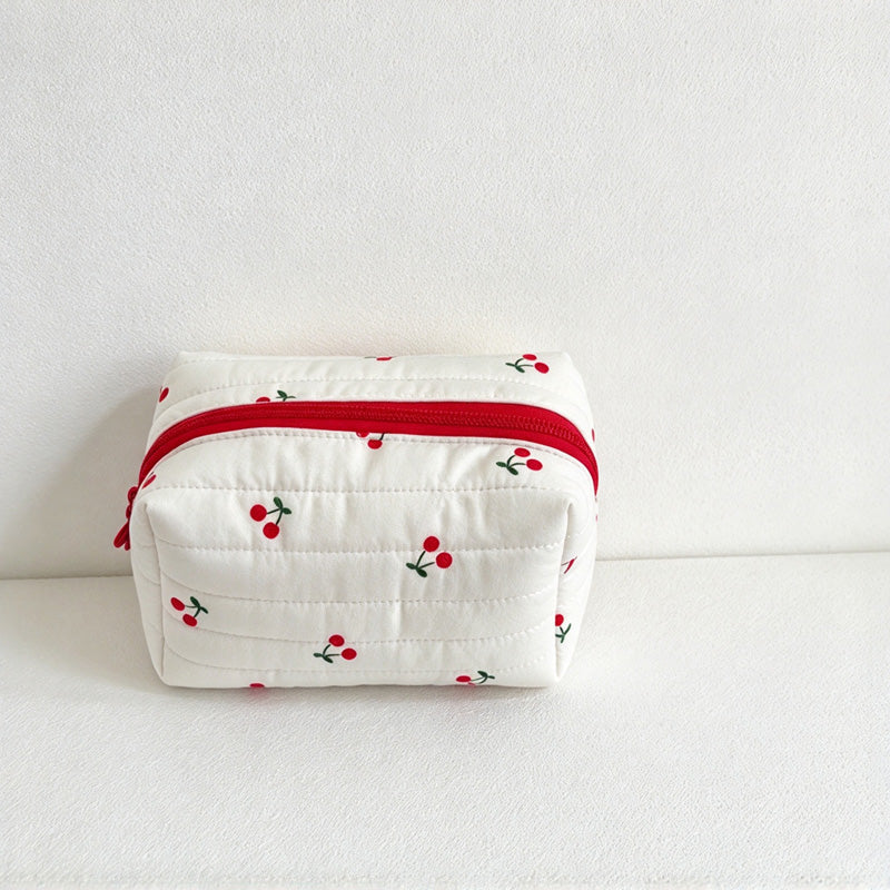 CouldNook Printed Box Makeup Pouch - Fruit Motifs And Folded Corners