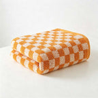 CouldNook Checkerboard Cotton Face Towel - Contrasting Jacquard Woven Squares