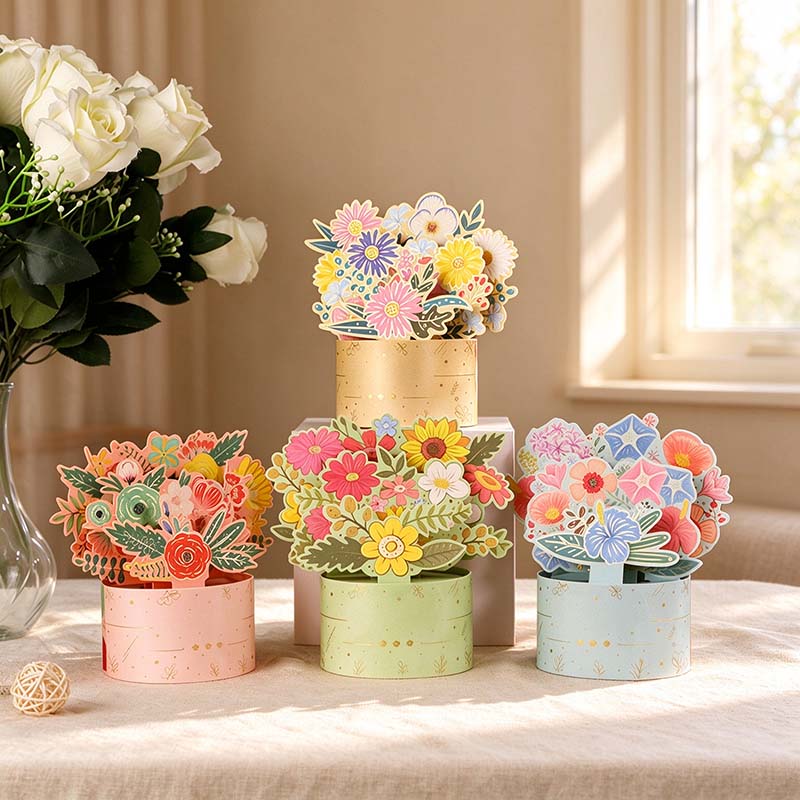 Flower Pop-Up Greeting Card with Display Base