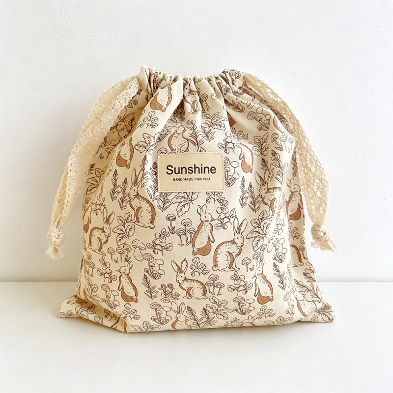 CouldNook Floral Drawstring Storage Bag - Six Animal and Flower Prints