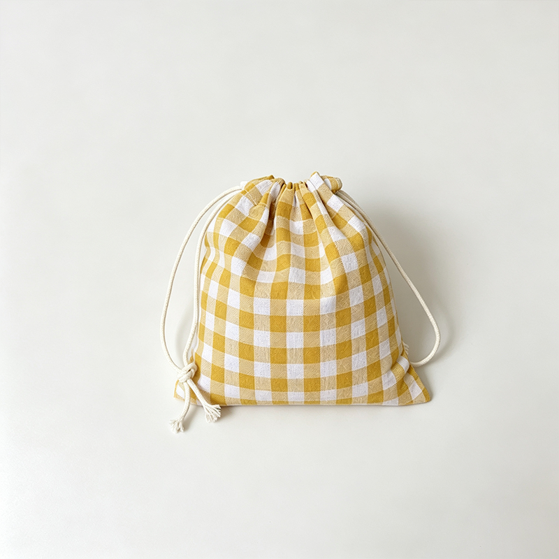 CouldNook Checked Drawstring Organizer Bag - Soft Storage Pouch
