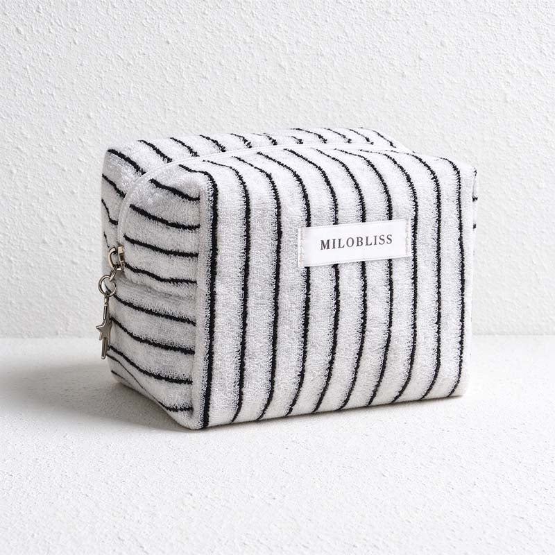 CouldNook Striped Cosmetic Bag - Towel Texture And Star Zipper Pull