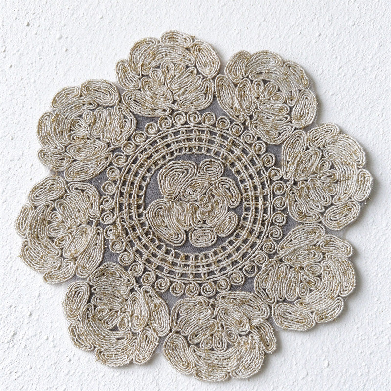 CouldNook Rose Table Mat - Sheer Mesh and Embroidered Floral Border