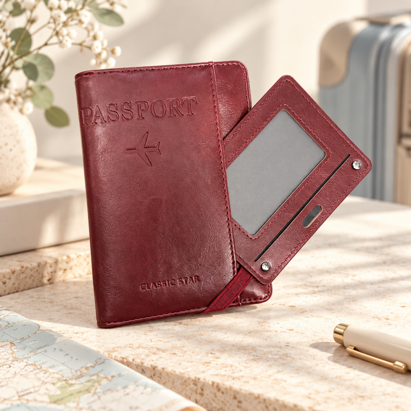 Passport Wallet - Embossed Cover and Interior Card Slots