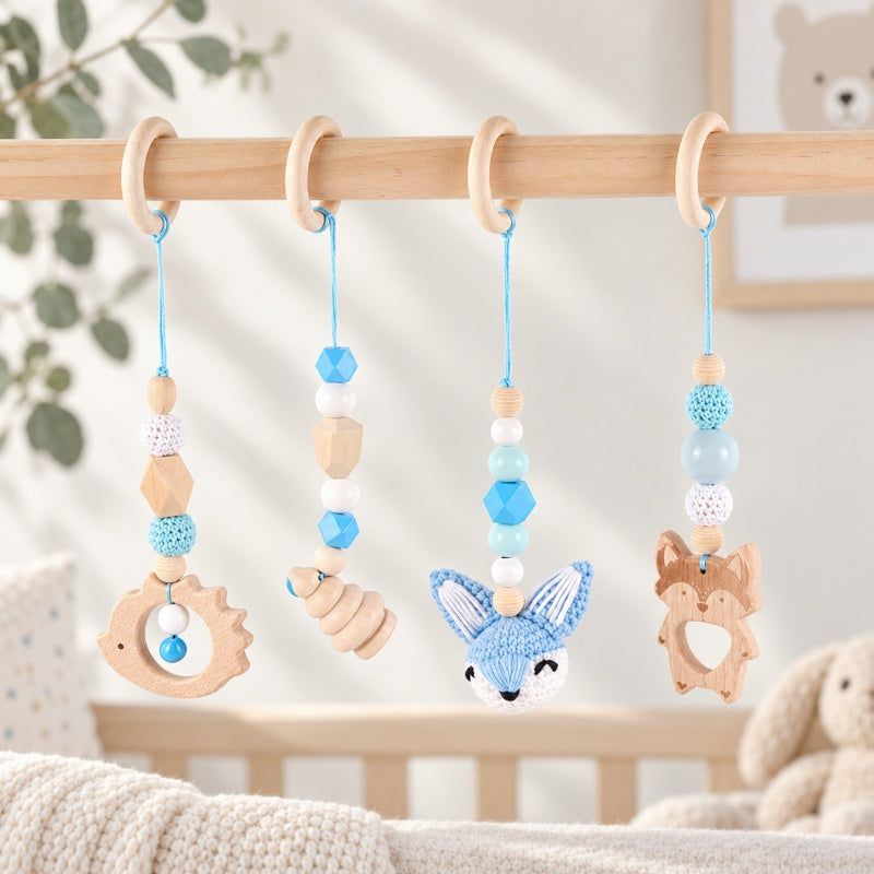 CouldNook Play Gym Hanging Toy Set - Four Woodland-Themed Pieces