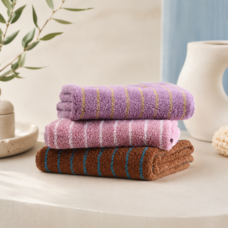 CouldNook Striped Cotton Towel - Face and Bath Size Options