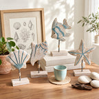 CouldNook Coastal Tabletop Ornament - Sea Motif and Raised Base