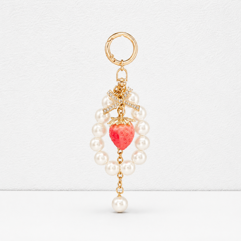 CouldNook Pearl Strawberry Keychain - Bowknot Bag Pendant