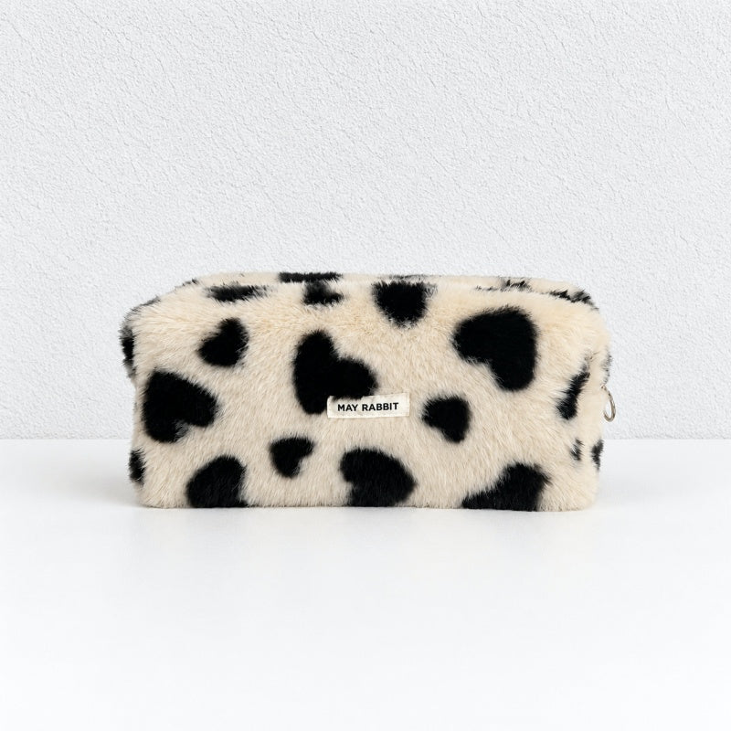 CouldNook Heart Pattern Pouch - Plush Texture and Zip Opening