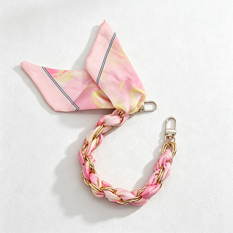 CouldNook Floral Scarf Phone Wrist Strap - Rose Braided Chain
