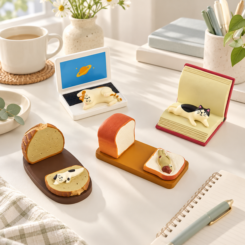CouldNook Cat Phone Stand - Resting Figures and Book or Bakery Shapes
