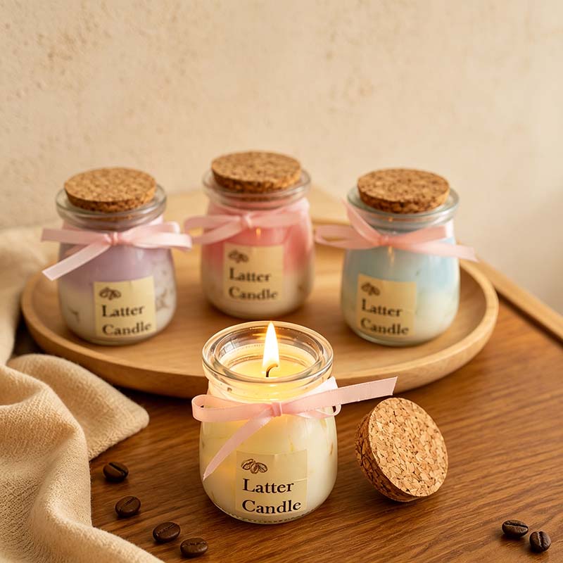 CouldNook Ribbon Jar Scented Candle - Pastel Wax And Textured Lid