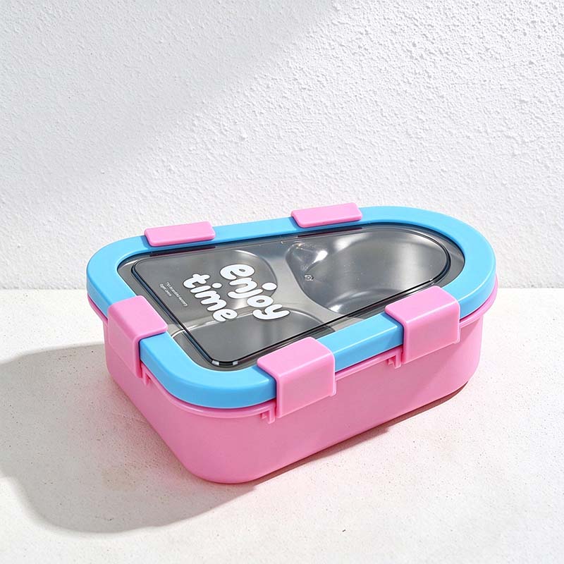 CouldNook Rounded Triangle Lunch Box - Divided Insert and Bright Clip Details