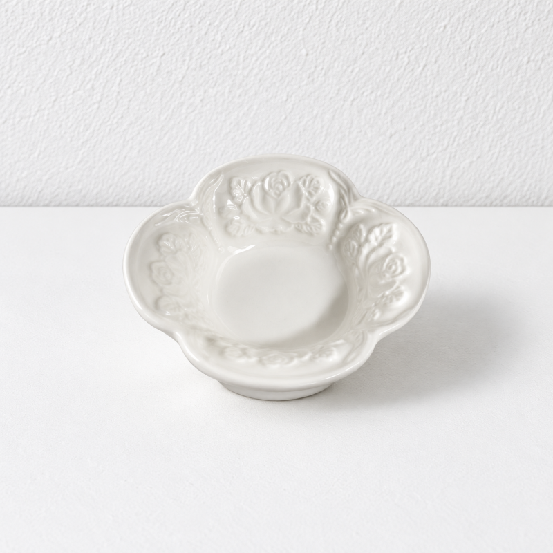 CouldNook Floral Dipping Dish - Embossed Scalloped Rim