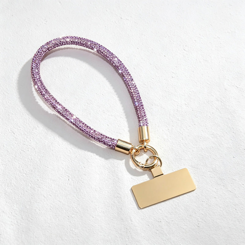 CouldNook Rhinestones Set Wrist Phone Strap with Square RhinestonesAccents