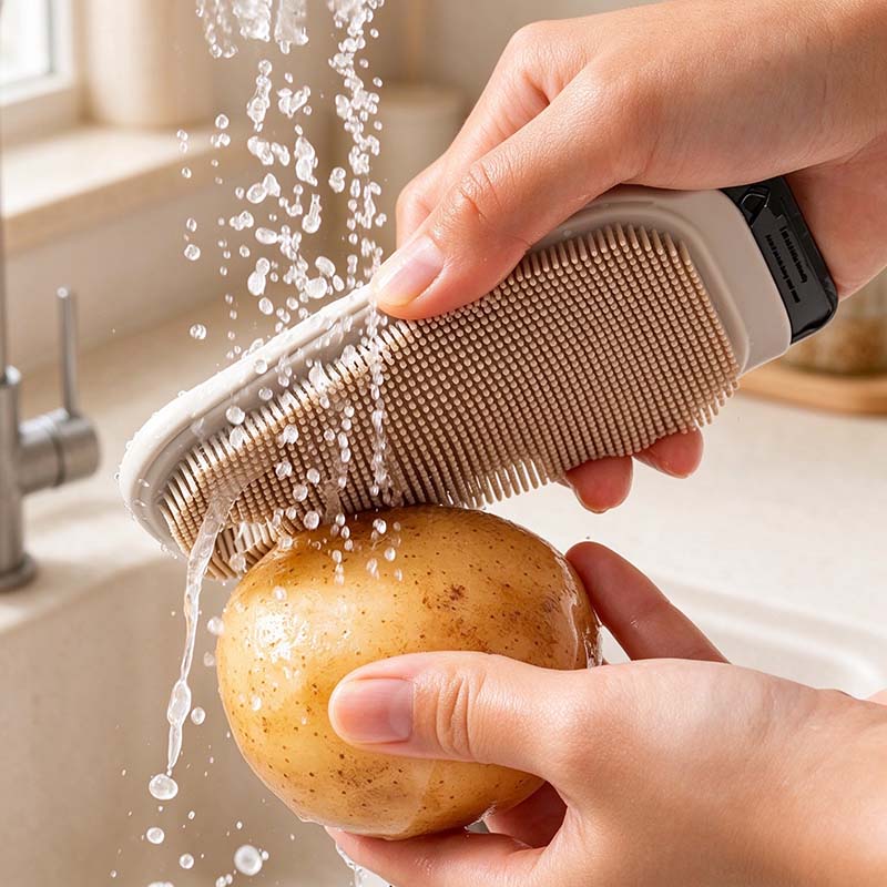 CouldNook Vegetable Brush - Two Textures and Built-In Scraping Edge