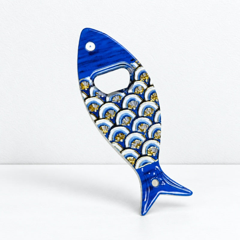 CouldNook Fish Bottle Opener Magnet - Patterned Metal Detail