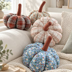 CouldNook Fabric Pumpkin Cushion - Segmented Shape and Tall Stalk