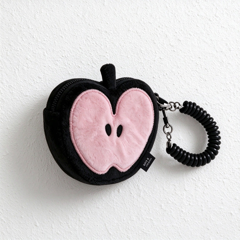 Apple Coin Purse Bag Charm with Coiled Loop