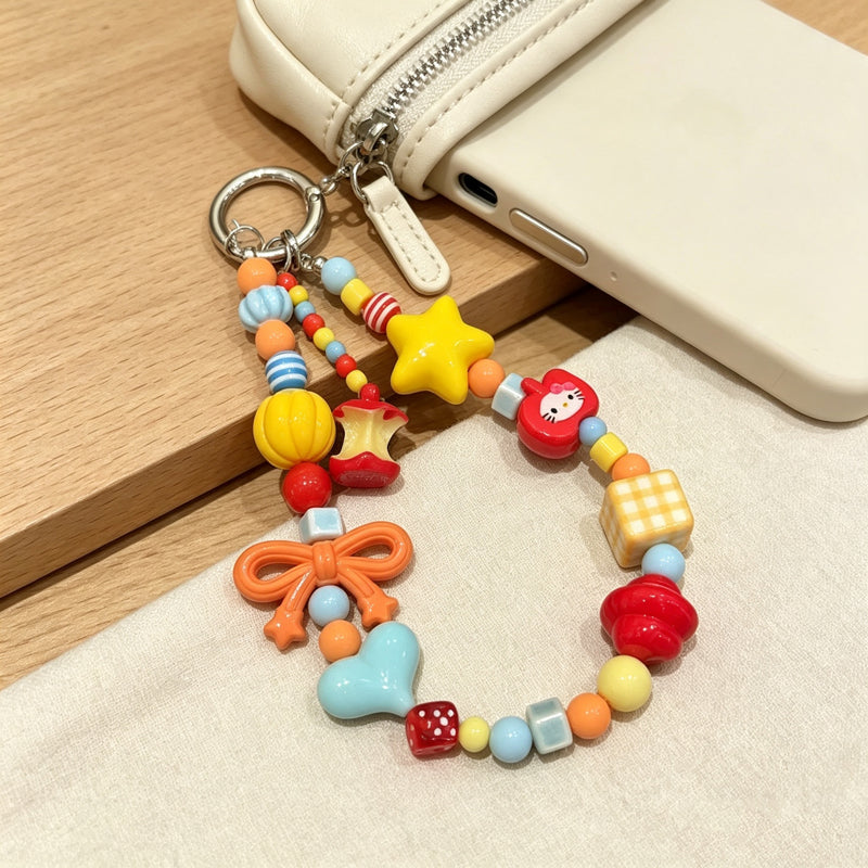 CloudNook Fruit Beaded Phone Charm‑Dopamine Handmade Wrist Strap