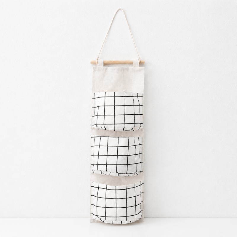 CouldNook Three-Pocket Hanging Organizer - Printed Fabric Wall Pockets