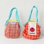 CouldNook Color‑Block Mesh Tote Bag‑Sweet Fresh Style Grid Net Handbag