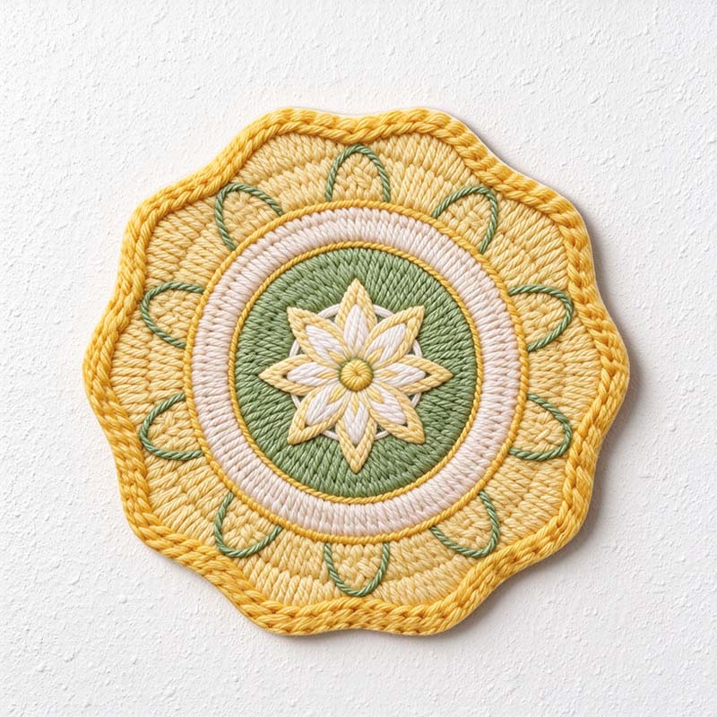 CouldNook Mandala Rubber Printed Table Mat - Knit Effect