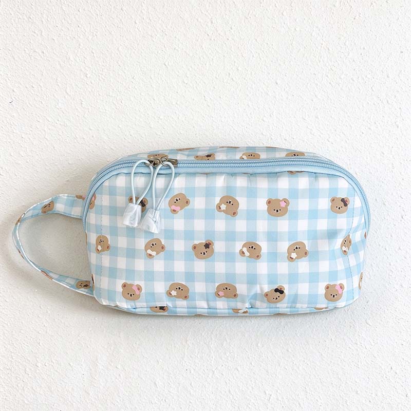 Bear Cosmetic Bag - Printed Faces and Central Divider