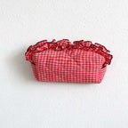 CouldNook Ruffled Cosmetic Pouch - Patterned Fabric And Top Zip Opening