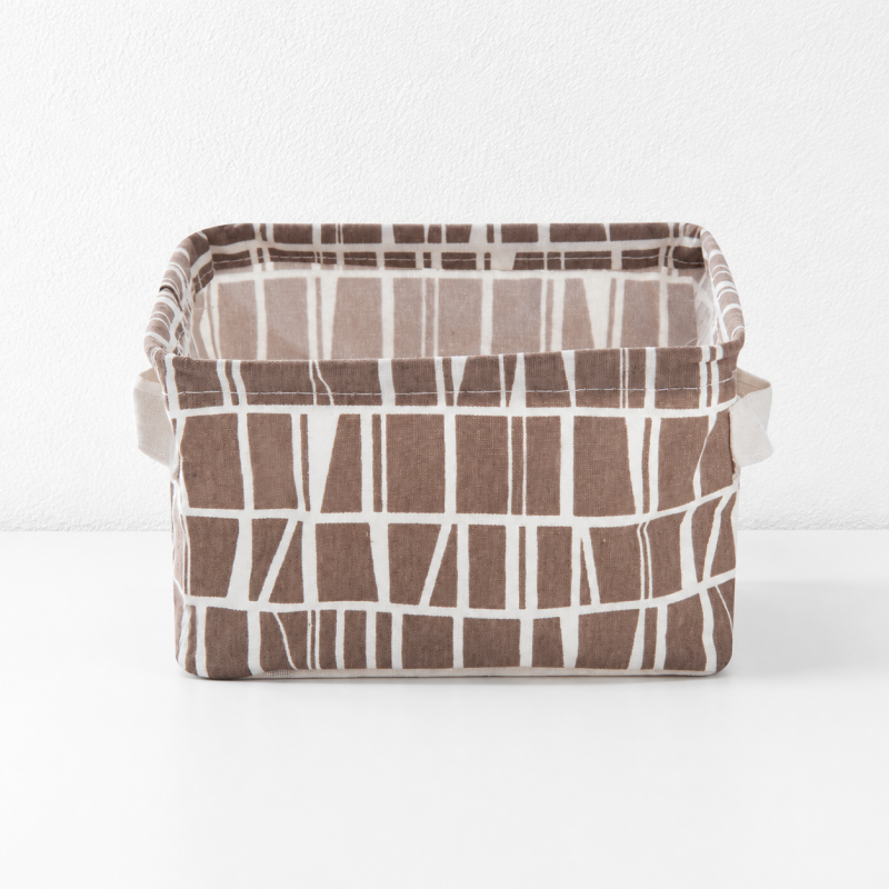 CouldNook Compact Fabric Storage Basket - Printed Side-Handle Organizer