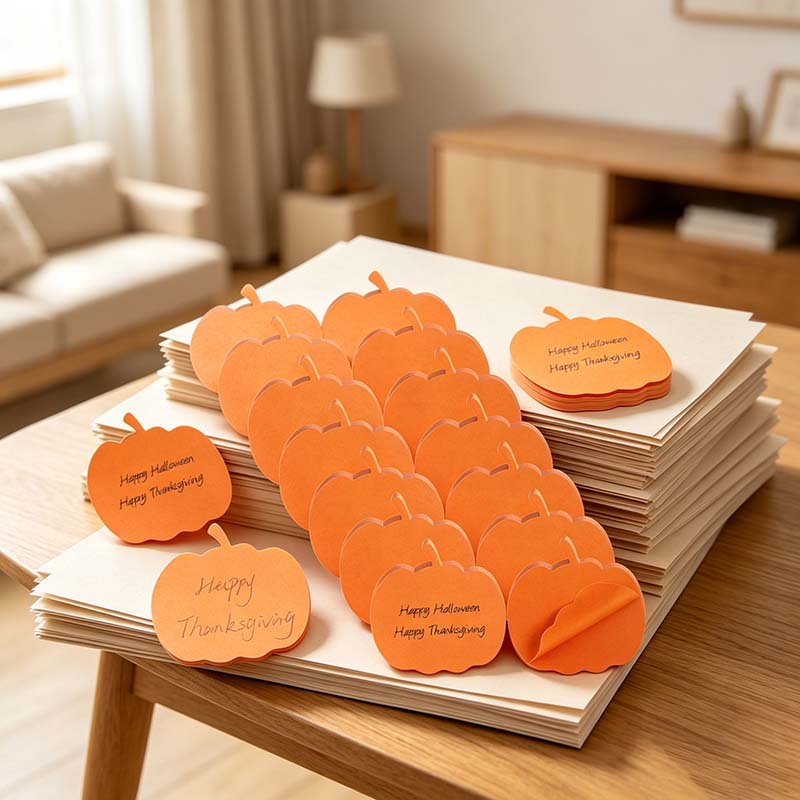 CouldNook Pumpkin-Shaped Sticky Notes - Blank Orange Pages and Rounded Outline
