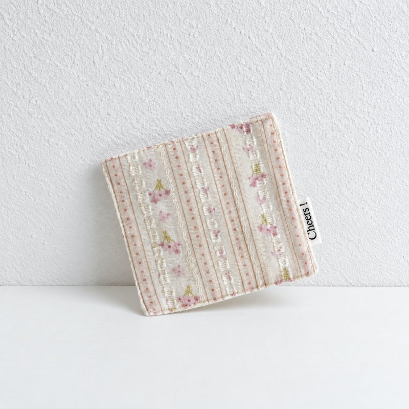 CouldNook Fabric Coaster - Floral Checks and Sewn Square Edges