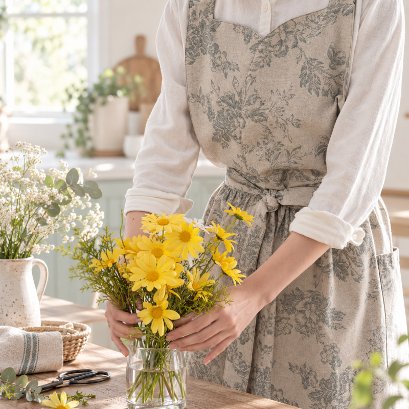 CouldNook Cross-Back Apron - Four Botanical Panel Designs Collection