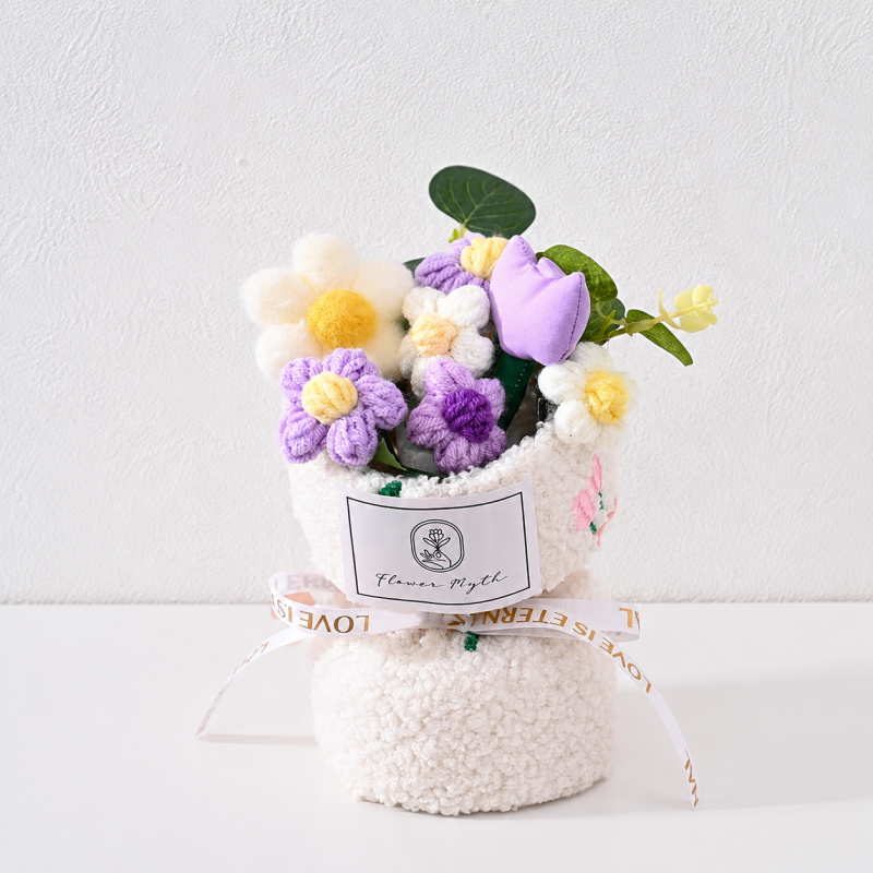 CouldNook Yarn Flower Bouquet - Layered Rolled Fabric Wrap