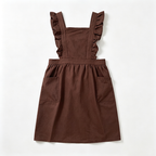 CouldNook Solid Ruffle Apron - Deep Tone Kitchen Pinafore
