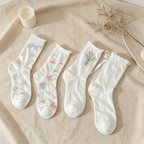 CouldNook Floral Embroidered Crew Socks - Soft Shoe Accent