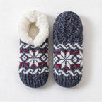 CouldNook Snowflake Slipper Socks - Patterned Knit And Fleece-Look Lining