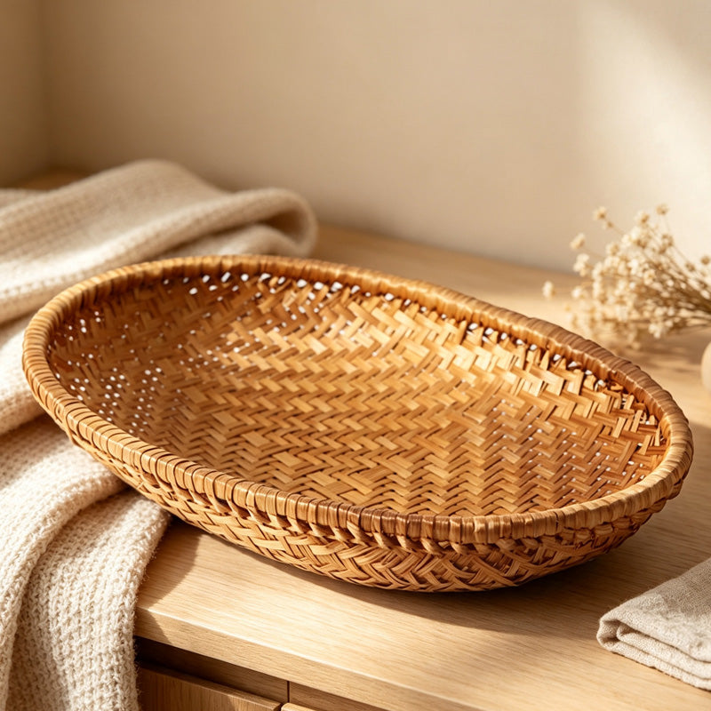 CloudNook Woven PVC Tray‑Oval Snack Storage Basket