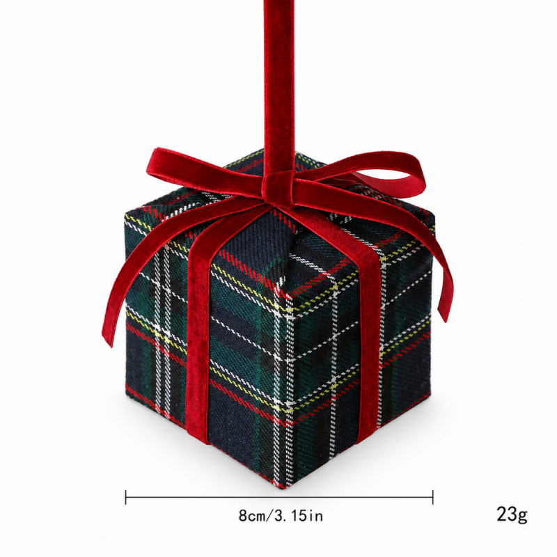 CouldNook Plaid Gift Box Christmas Ornament - Ribbon Bow