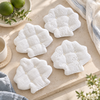 CouldNook Shell Shaped Lace Coaster - White Embroidered Layers