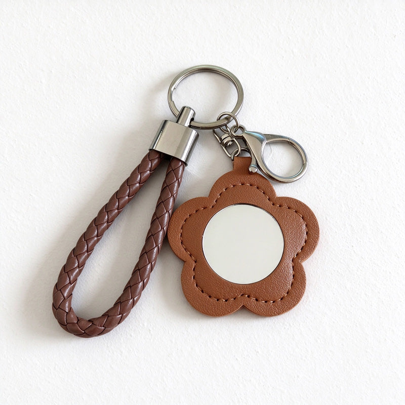Flower Mirror Keychain with Braided Loop Strap