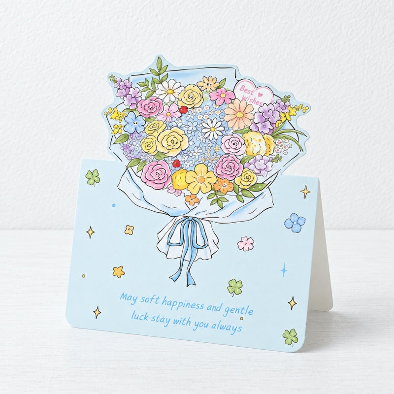 CouldNook Flower Bouquet Greeting Card - Colorful Shaped Blooms