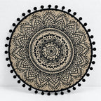 CouldNook Round Jute Placemat - Mandala Print and Decorative Trim