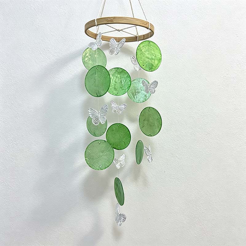 CouldNook Butterfly Shell Wind Chime - Cascading Disc Mobile