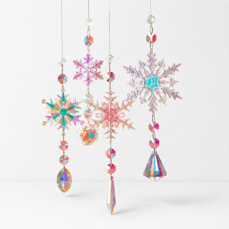CouldNook Snowflake Crystal Suncatcher Ornament - Four Hanging Designs