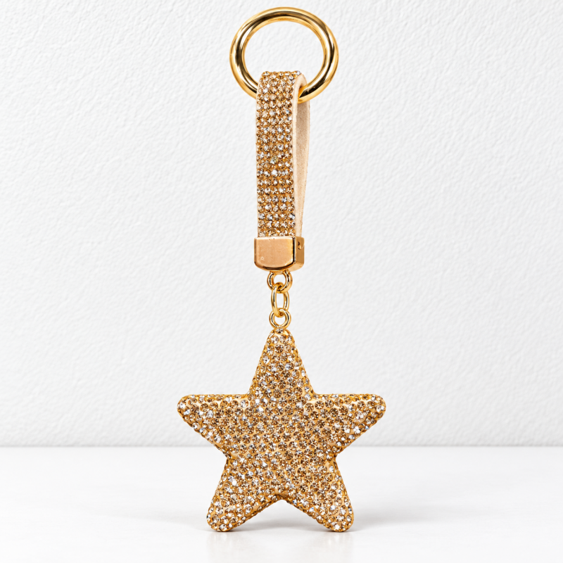 CouldNook Star Keychain - Raised Rhinestone Shape and Matching Decorative Strap