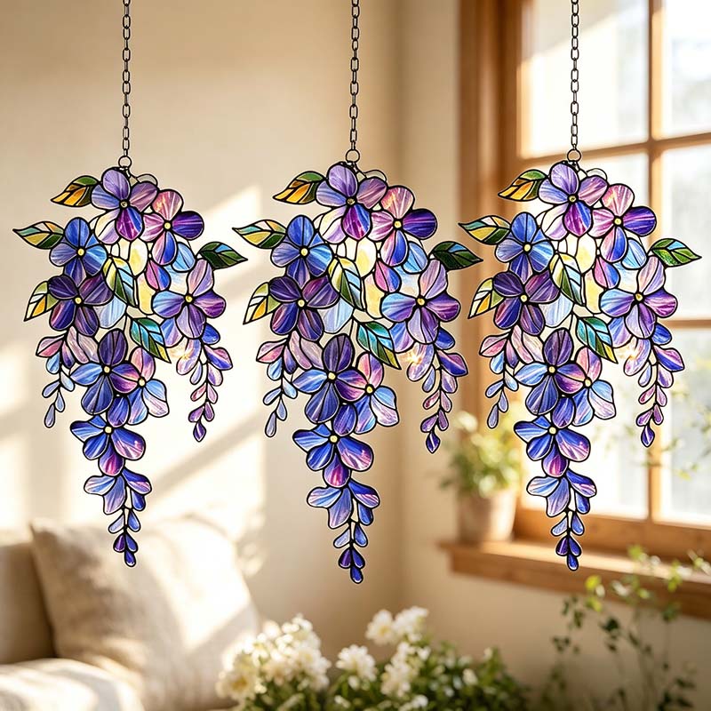CouldNook Acrylic Floral Window Hanging - Outlined Petals And Trailing Sprigs