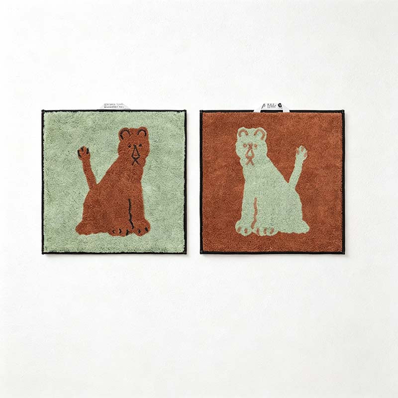 CouldNook Animal Jacquard Cotton Washcloth - Woven Characters And Contrasting Reverse