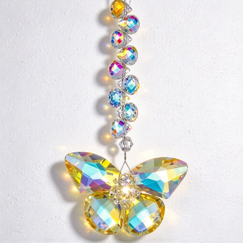 CouldNook Faceted Butterfly Suncatcher - Spiral Beads And Suspended Wings
