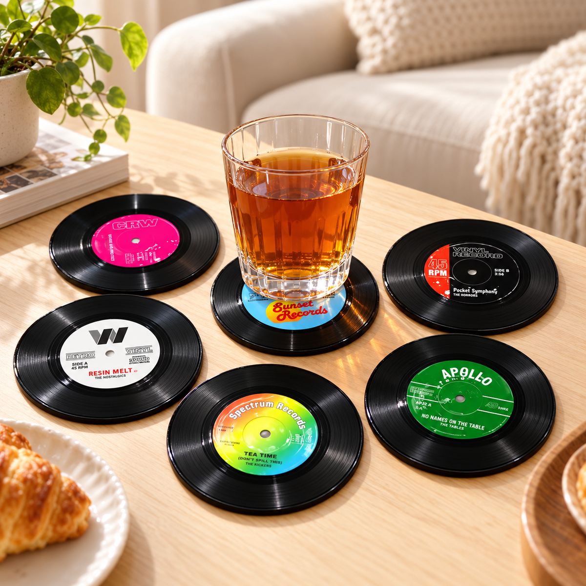 Vinyl Record Coasters in Six Piece Boxed Set